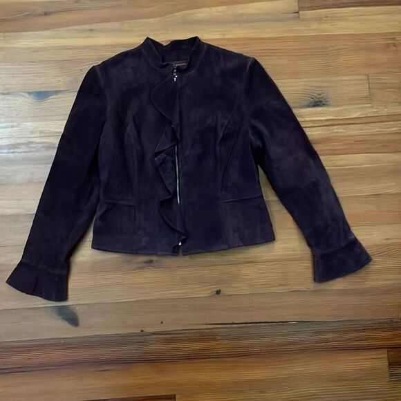Margaret Godfrey VTG Purple Suede Leather Jacket Womens Size 12 Petite Washable - Picture 3 of 11